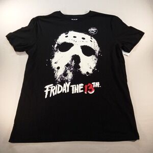 Friday the 13th Jason Mask Glow-in-the-Dark Tee Men's Size M Black NWT